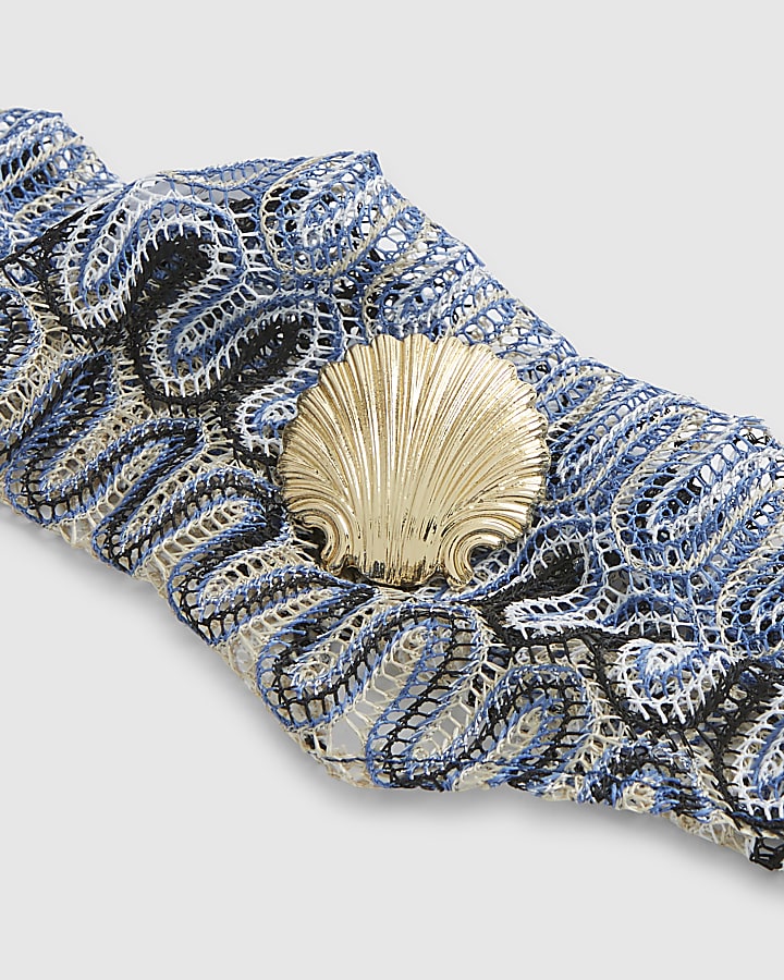 Blue Zigzag Shell Scarf