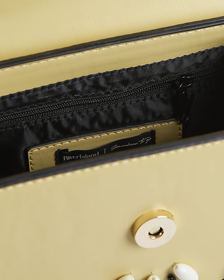 Yellow Mini Beaded Charm Tote