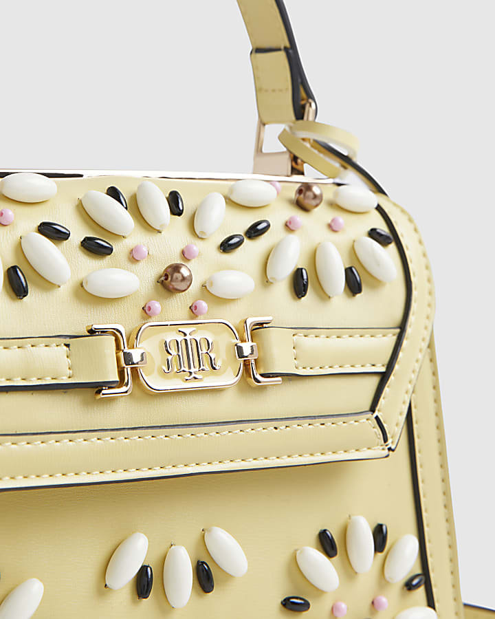Yellow Mini Beaded Charm Tote