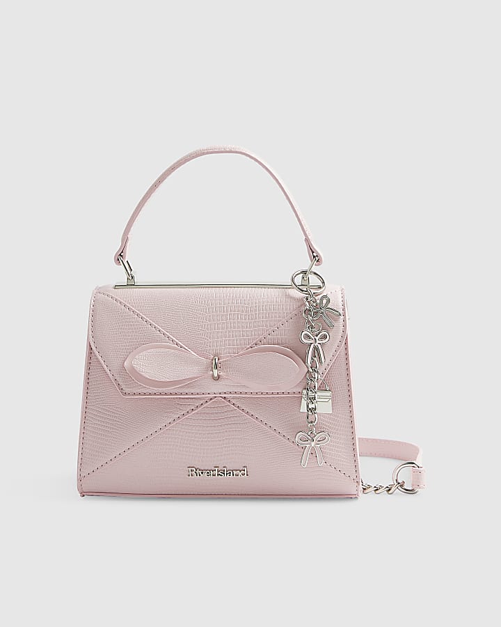 Pink Mini Bow Front Charm Tote Bag