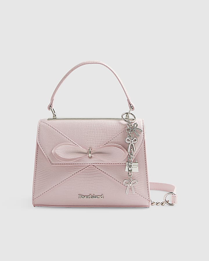 Pink Mini Bow Front Charm Tote Bag