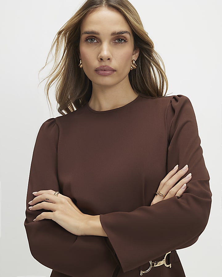 Brown Snaffle Detail Mini Dress