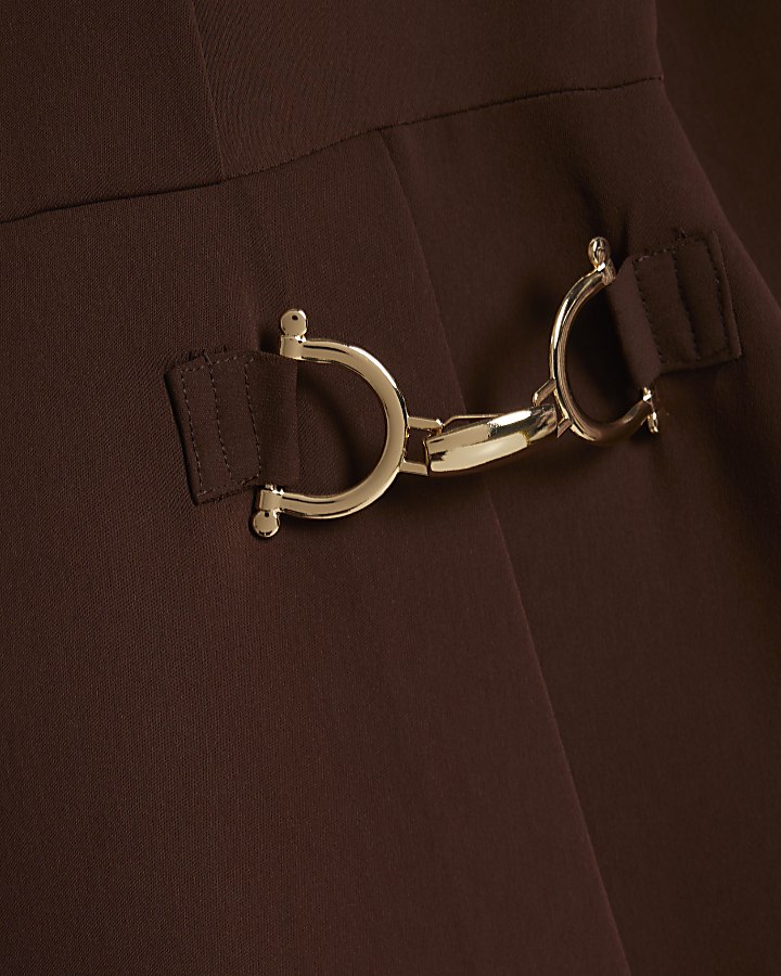 Petite Brown Snaffle Detail Mini Dress