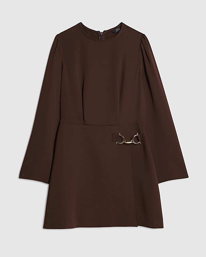 Petite Brown Snaffle Detail Mini Dress
