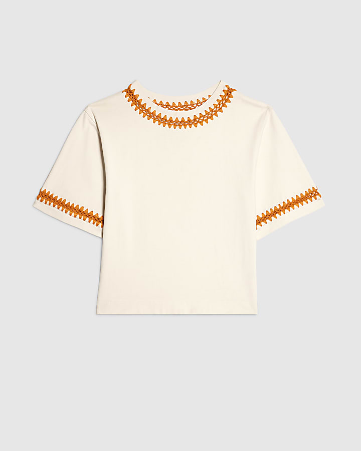 White Cotton Whipstitch T-Shirt
