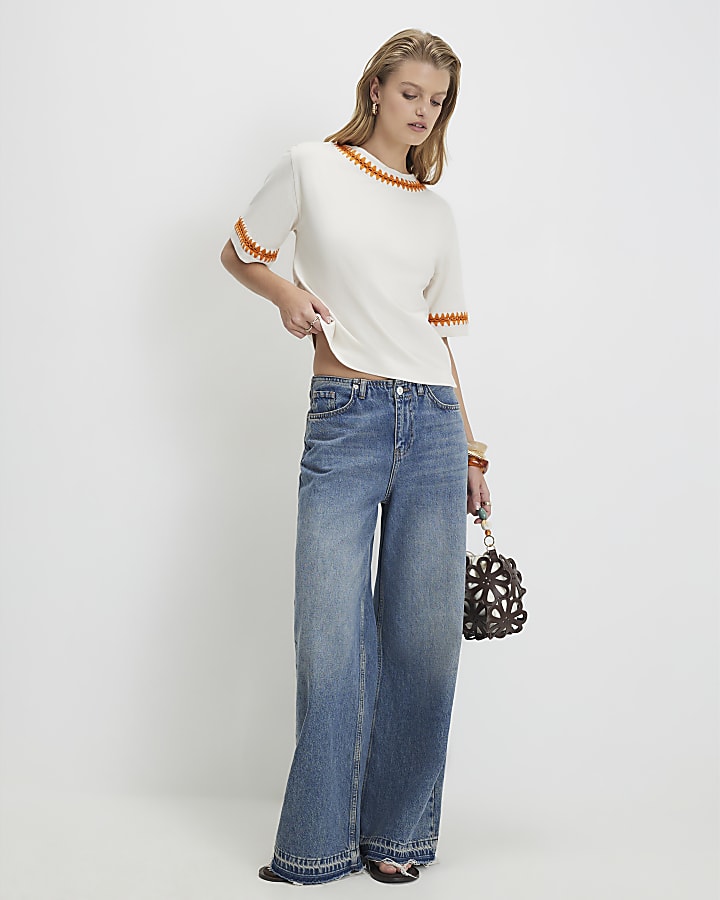White Cotton Whipstitch T-Shirt