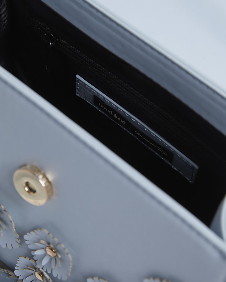 Blue Mini 3D Flower Charm Tote Bag