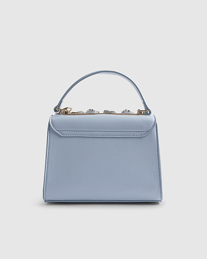 Blue Mini 3D Flower Charm Tote Bag