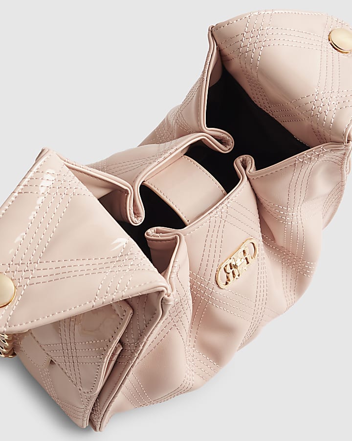 Pink Quilted Chain Handle Slouch Bag