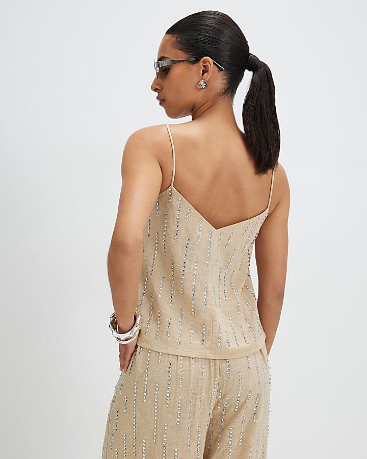Petite Cream Embellished Cami