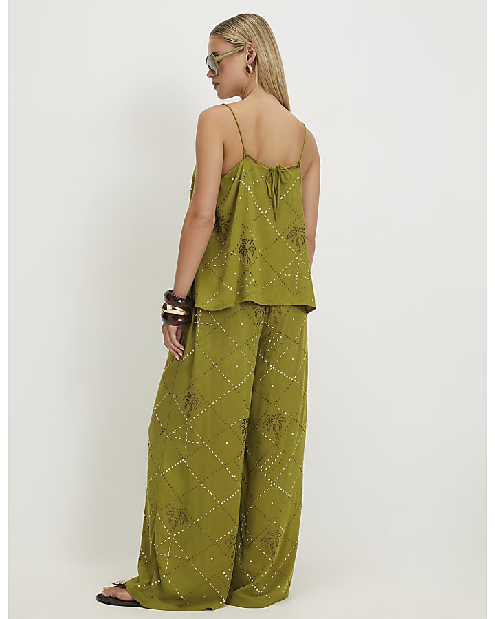 Petite Green Embellished Trousers