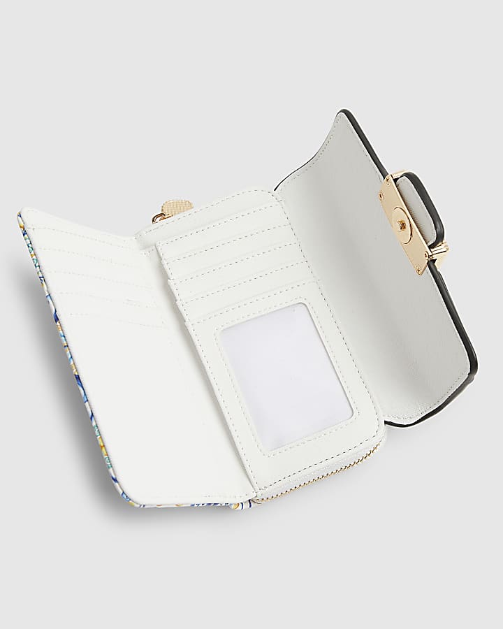 White Tile Print Flap Purse