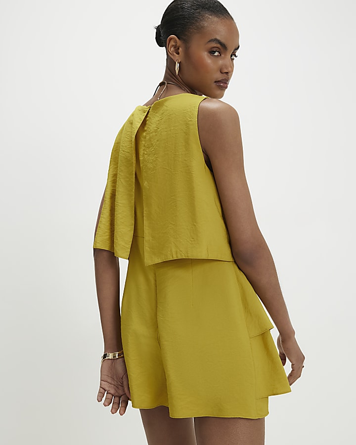 Green Cotton Frill Layer Playsuit