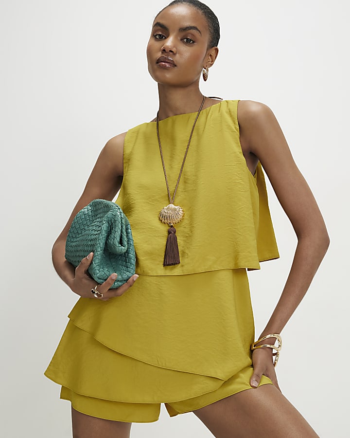 Green Cotton Frill Layer Playsuit