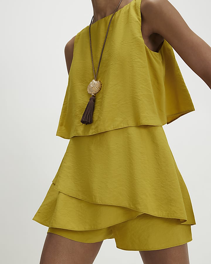 Green Cotton Frill Layer Playsuit