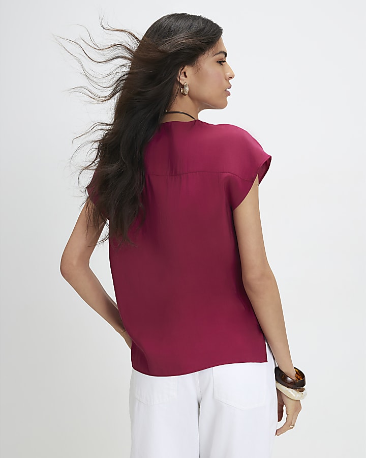 Red Cupro Sleeveless Top