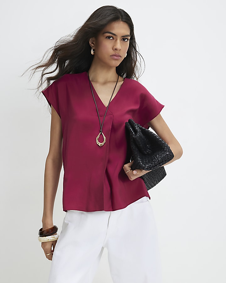 Red Cupro Sleeveless Top