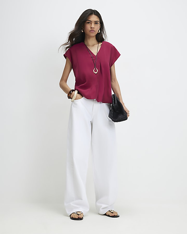 Red Cupro Sleeveless Top