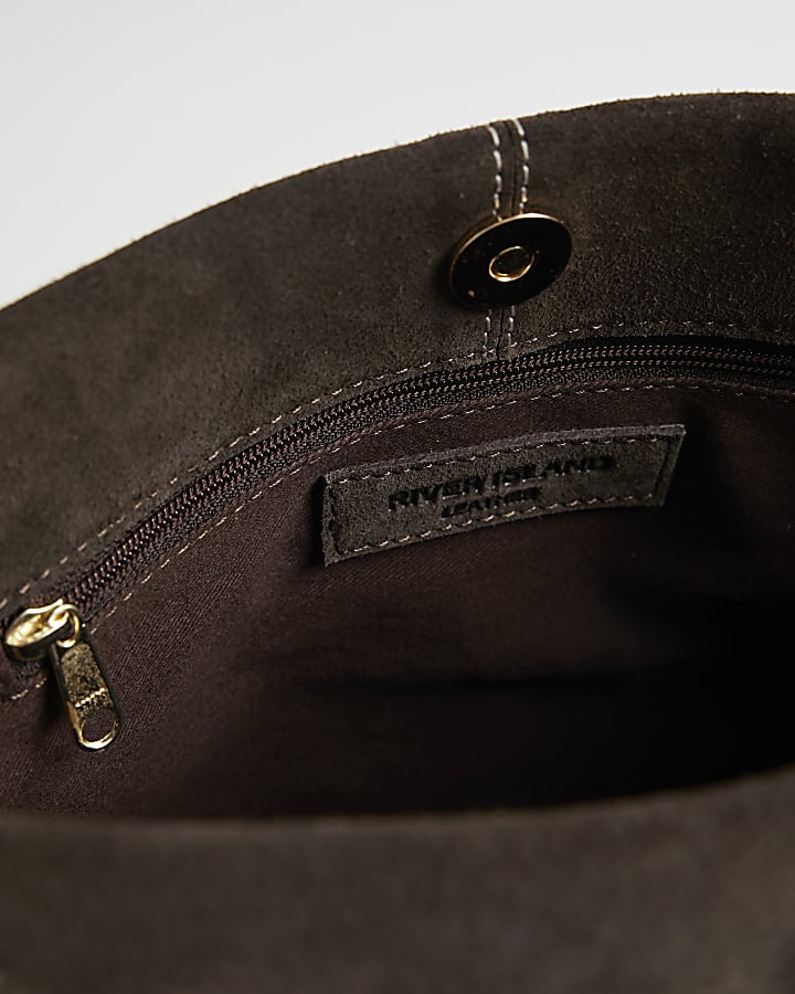 Brown Suede Squared Clutch Bag