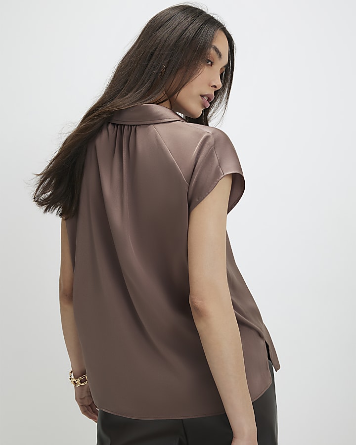 Brown Short Sleeve Relaxed Shirt