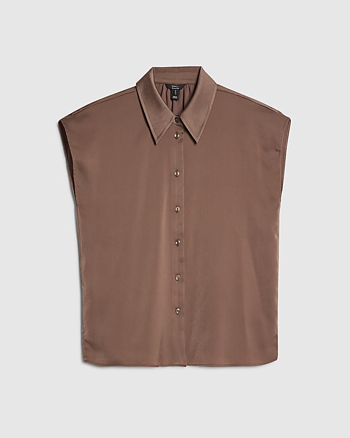 Brown Short Sleeve Relaxed Shirt