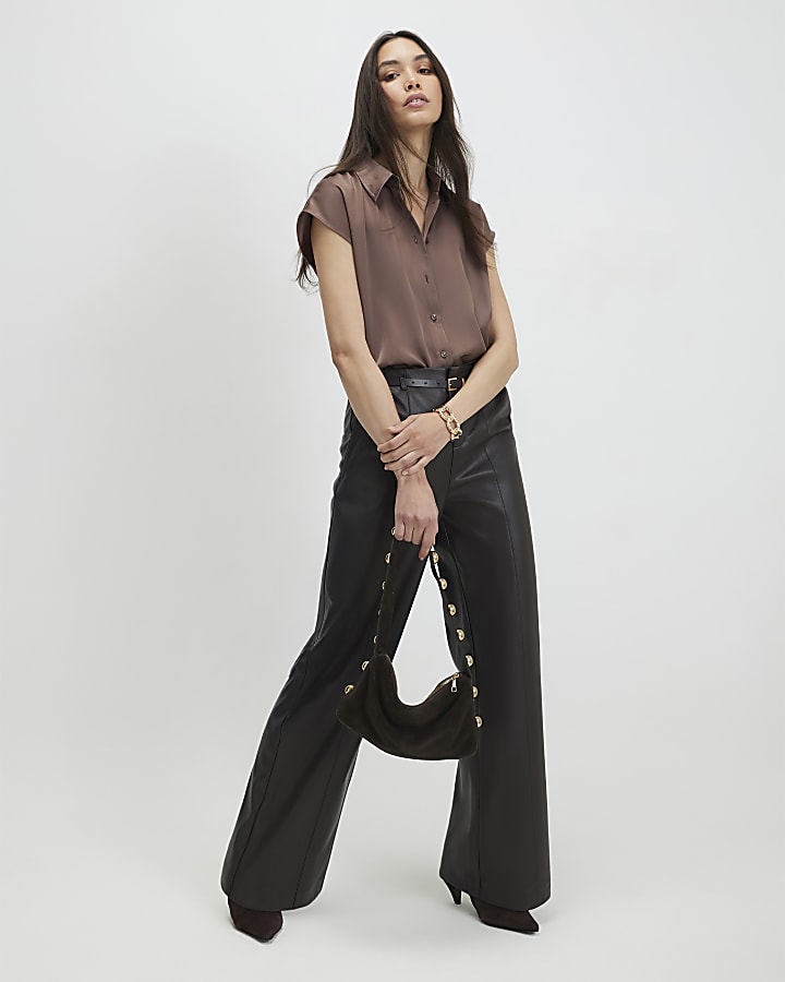 Brown Short Sleeve Relaxed Shirt