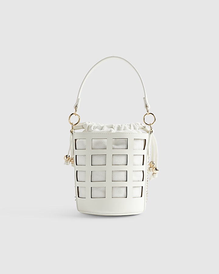 Cream 3D Floral Cut Out Bucket Bag