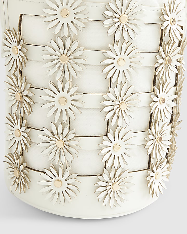 Cream 3D Floral Cut Out Bucket Bag