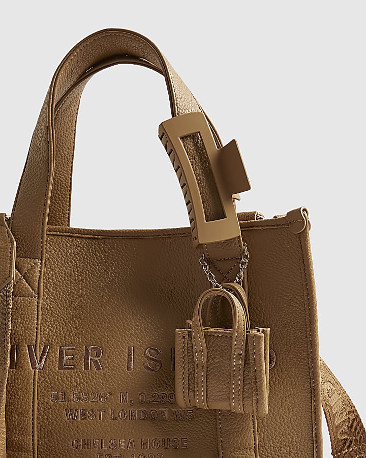 Brown Embroidered Tote Bag