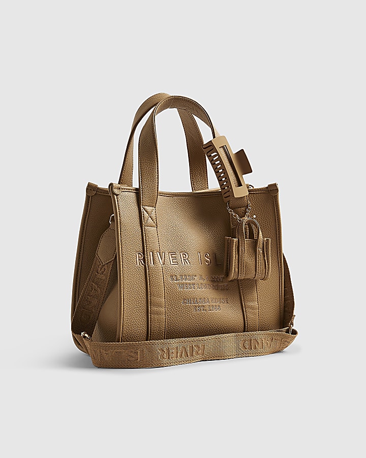 Brown Embroidered Tote Bag