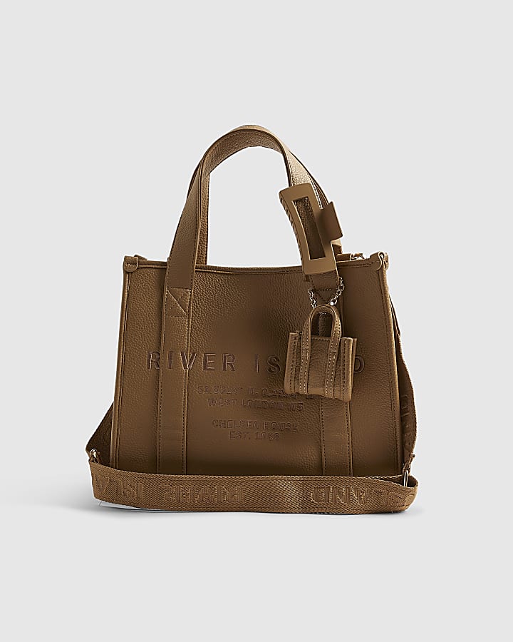 Brown Embroidered Tote Bag