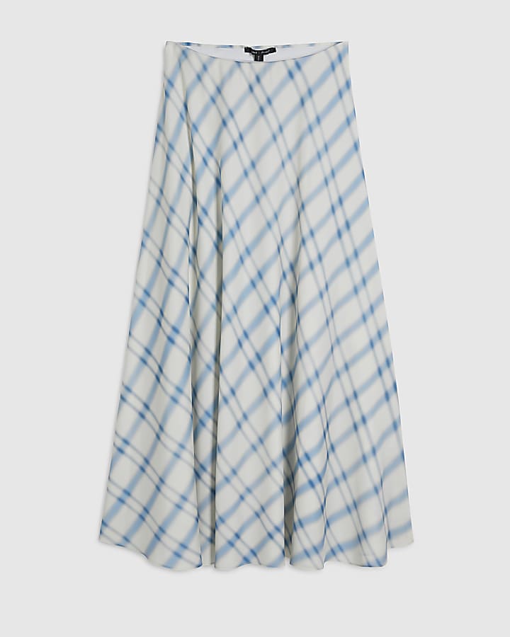 Blue Check Maxi Skirt
