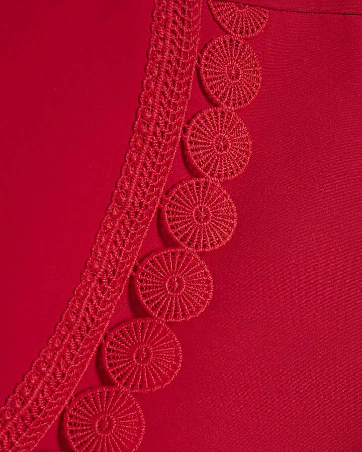 Red Crochet Trim Shorts