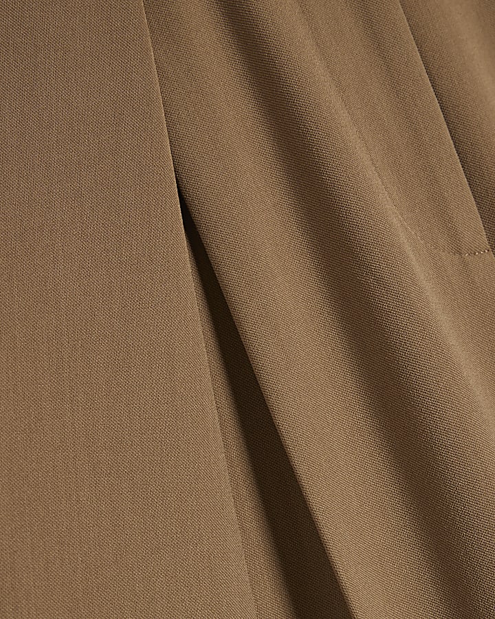 Beige Belted Wide Leg Trousers