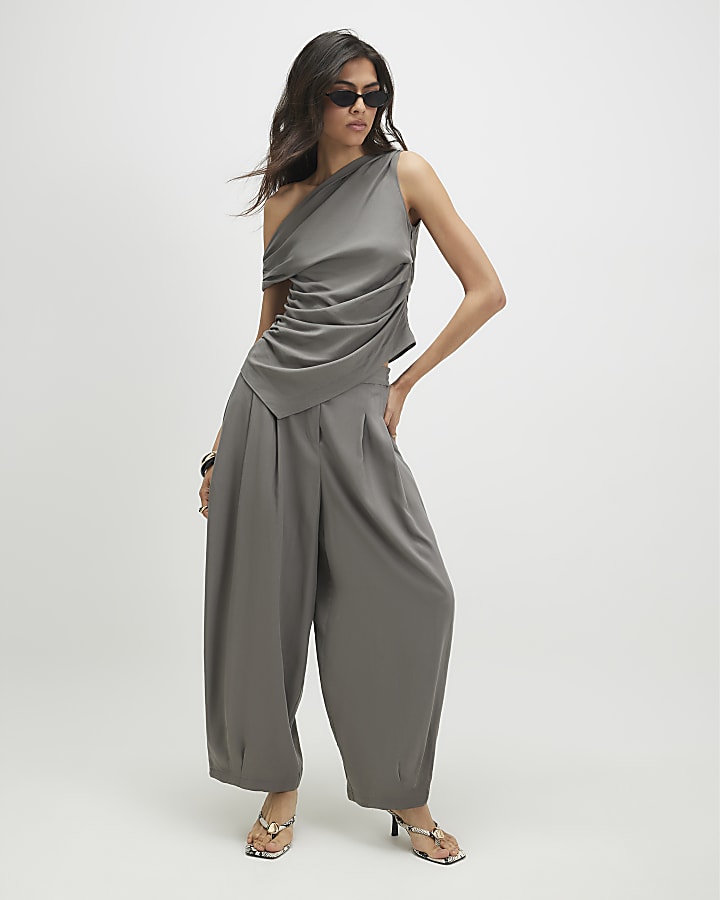 Khaki Balloon Leg Trousers