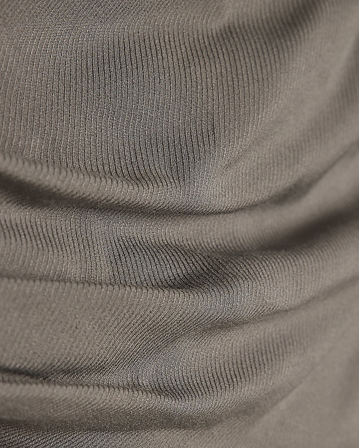 Khaki Asymmetric Drape Top