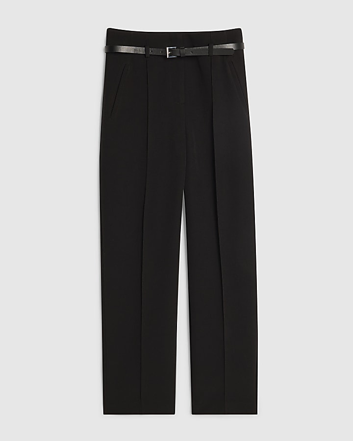 Black Belted Slim Fit Trousers