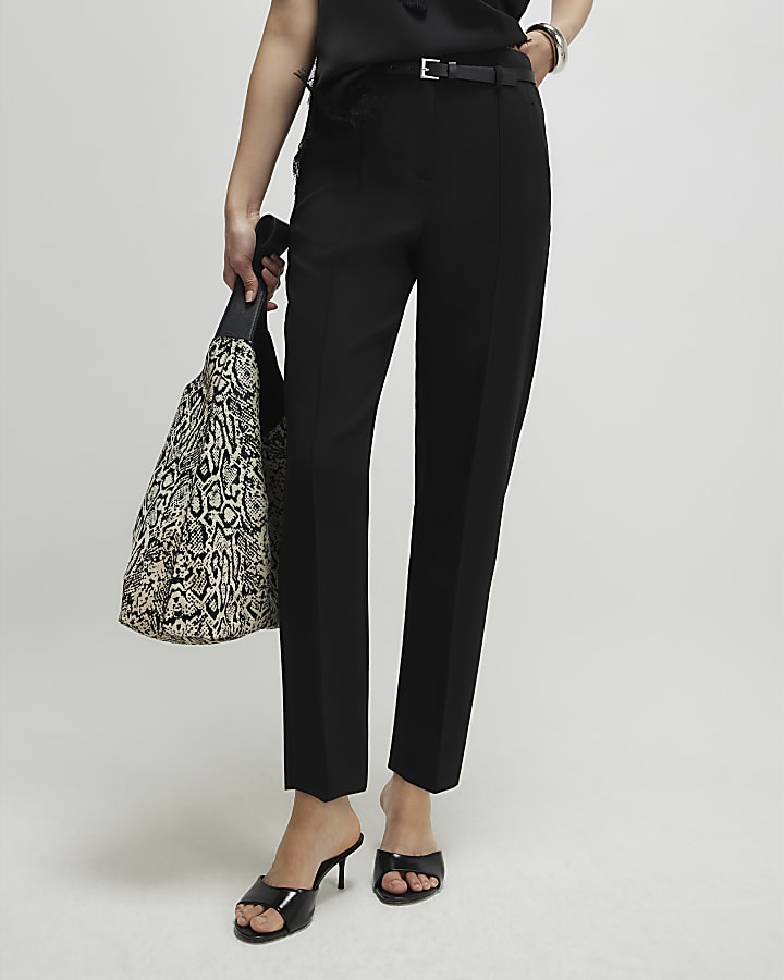 Black Belted Slim Fit Trousers
