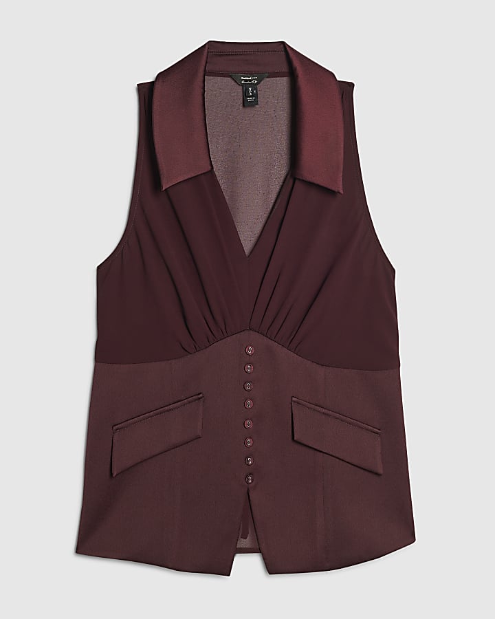 Brown Halter Corset Blouse