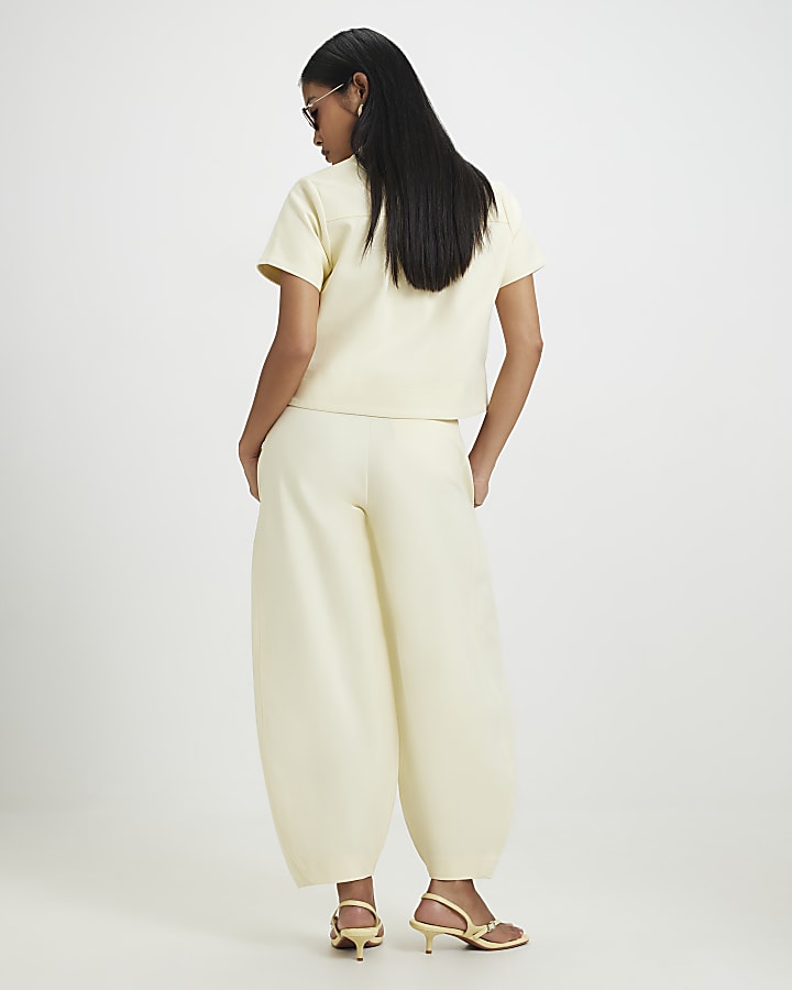 Petite Yellow Barrel Leg Trousers