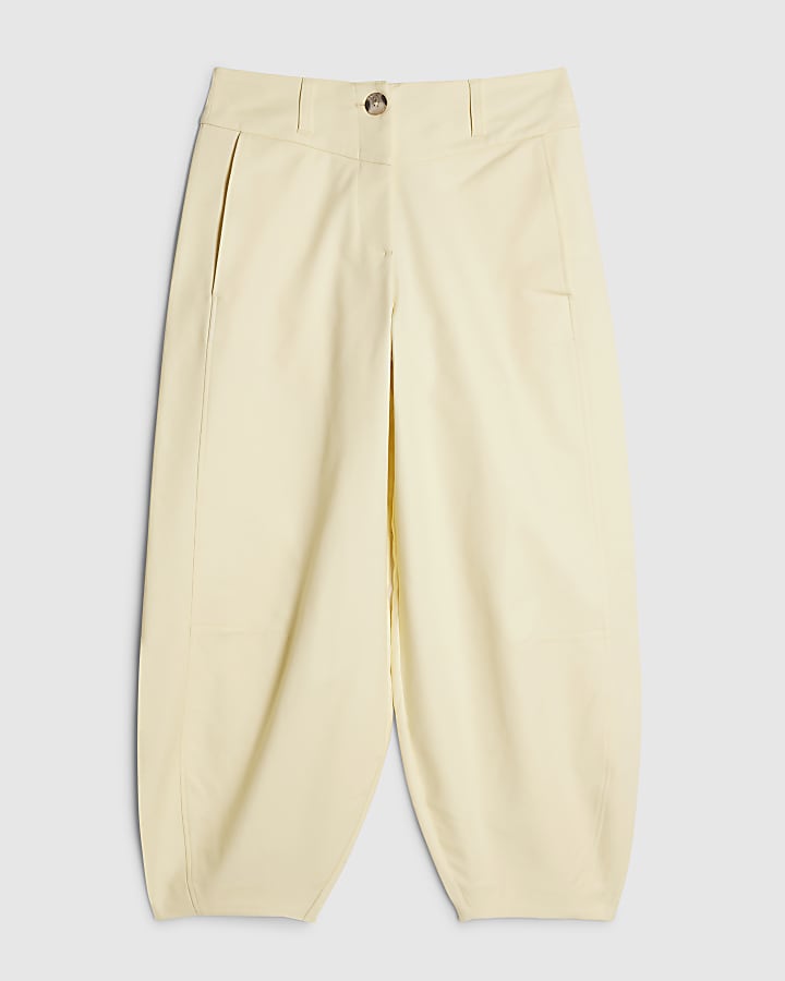 Petite Yellow Barrel Leg Trousers