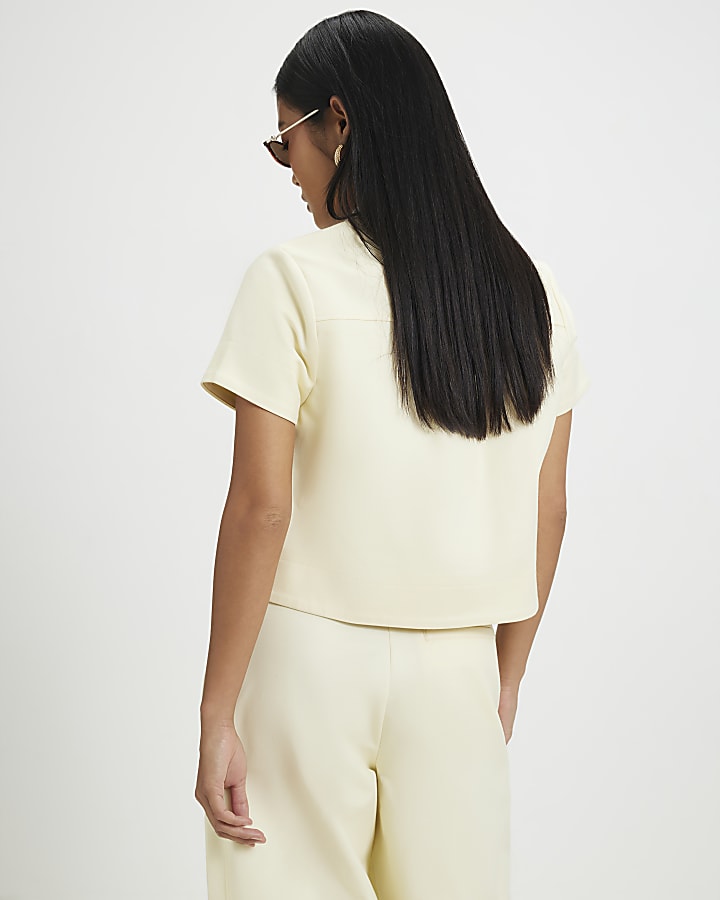 Petite Yellow Cotton Blend Boxy Shirt