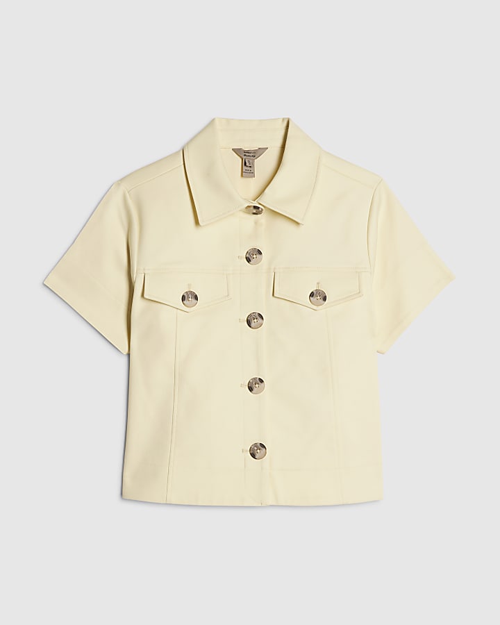 Petite Yellow Cotton Blend Boxy Shirt