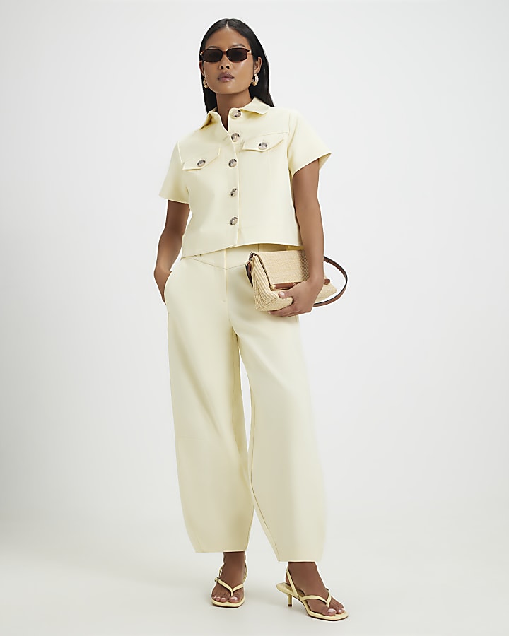 Petite Yellow Cotton Blend Boxy Shirt