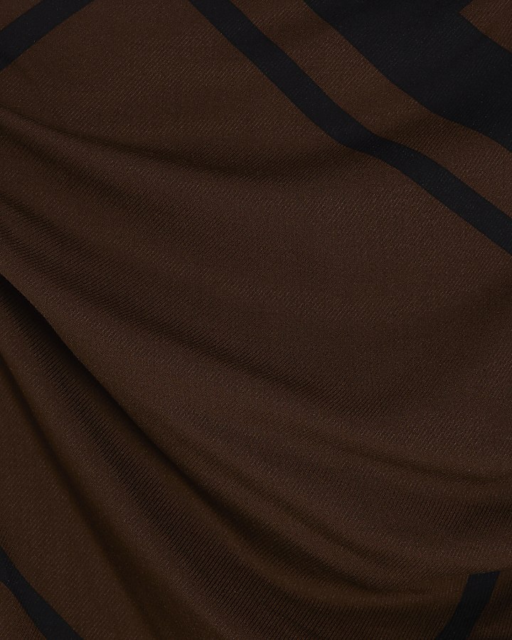 Petite Brown Printed Drape Asymmetric Top