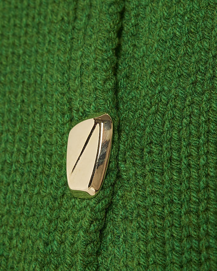 Green Sleeveless Button Cardigan