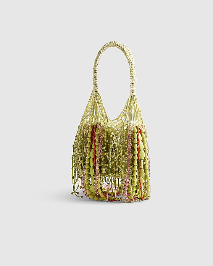 Green Beaded Tassel Clutch Bag