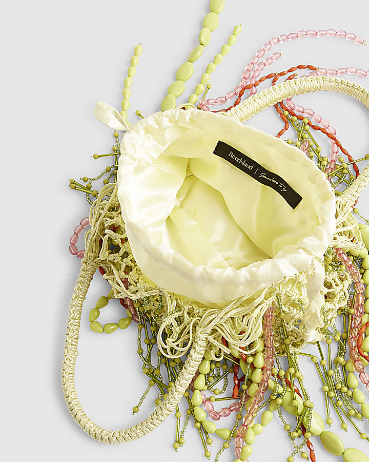 Green Beaded Tassel Clutch Bag