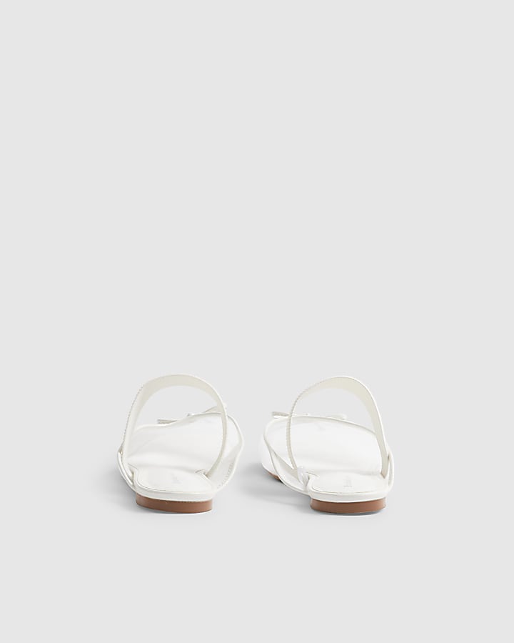 White Mesh Backless Ballet Pumps