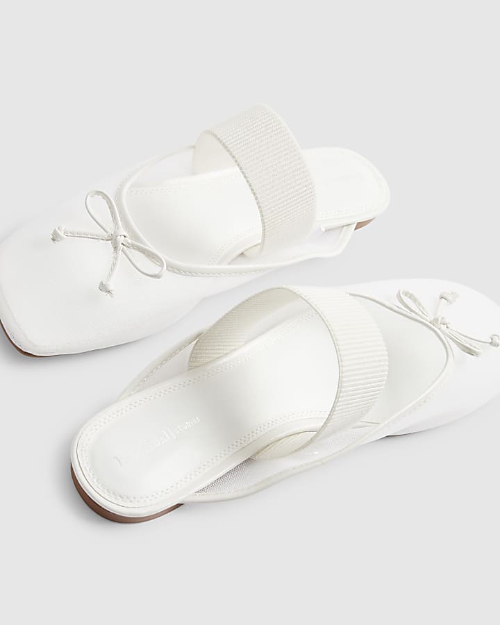 White Mesh Backless Ballet Pumps